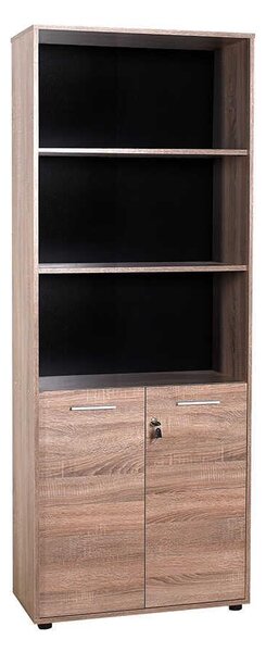 Biblioteca Adore New York Office, 2 usi cu cheie, 3 rafturi fix, Natur, 72x187x34 cm