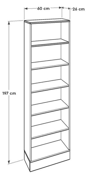 Biblioteca Adore Base, 6 rafturi, Crem / Alb, 60x197x26 cm