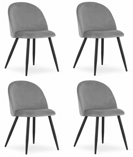 Set 4 Scaune Bucatarie/Dining Capri Catifea Gri