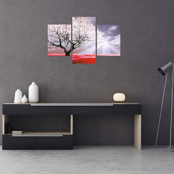 Tablou cu pomul roșu (90x60 cm)