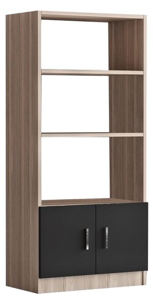 Biblioteca Variom cu 2 usi si 4 rafturi, Nuc - Stejar, 64x140x38 cm