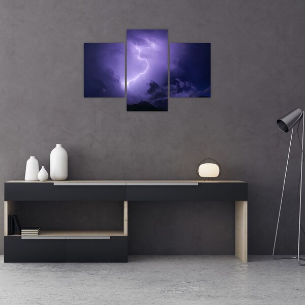 Tablou - cerul violet cu fulger (90x60 cm)