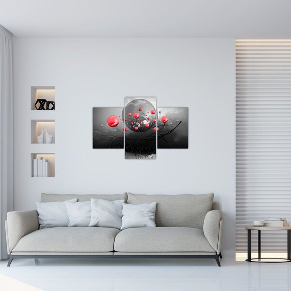Tabloul cu bile abstracte roșii (90x60 cm)