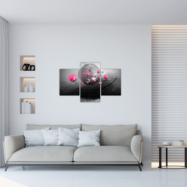 Tabloul cu bile abstracte roz (90x60 cm)
