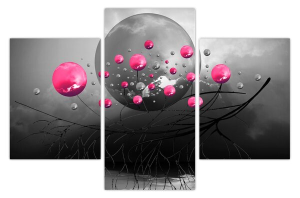 Tabloul cu bile abstracte roz (90x60 cm)