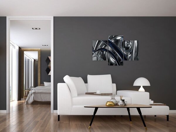 Tabloul cu abstracție gri cu albastru (90x60 cm)