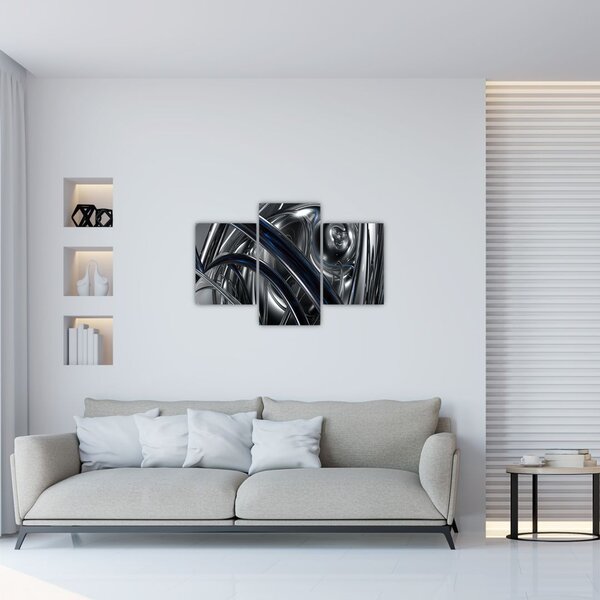 Tabloul cu abstracție gri cu albastru (90x60 cm)