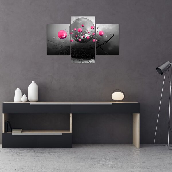 Tabloul cu bile abstracte roz (90x60 cm)
