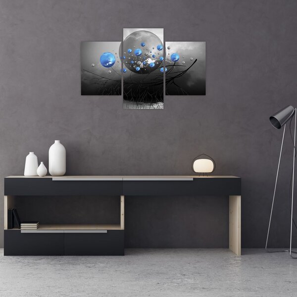 Tabloul cu bile abstracte albastre (90x60 cm)