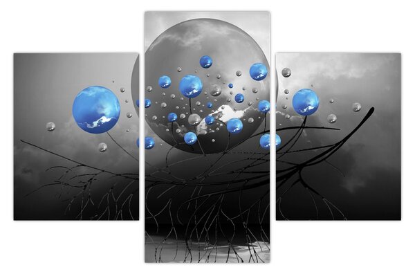 Tabloul cu bile abstracte albastre (90x60 cm)
