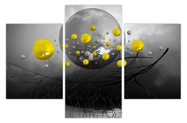 Tabloul - bile abstracte galbene (90x60 cm)