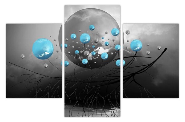Tabloul - bile abstracte albastru deschis (90x60 cm)