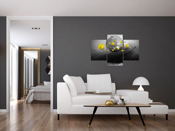Tabloul - bile abstracte galbene (90x60 cm)