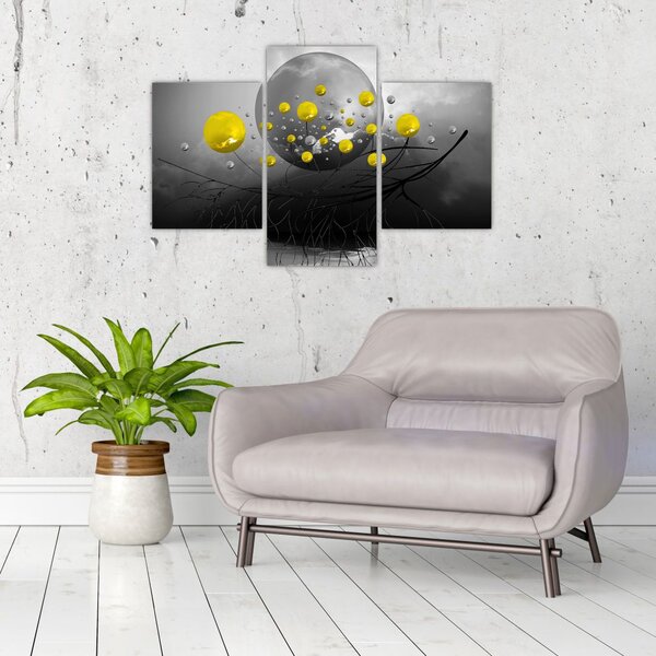 Tabloul - bile abstracte galbene (90x60 cm)