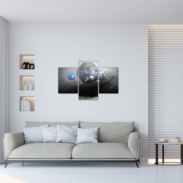 Tabloul cu bile abstracte albastre (90x60 cm)