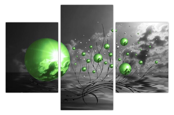 Tabloul bilelor verzi abstracte (90x60 cm)
