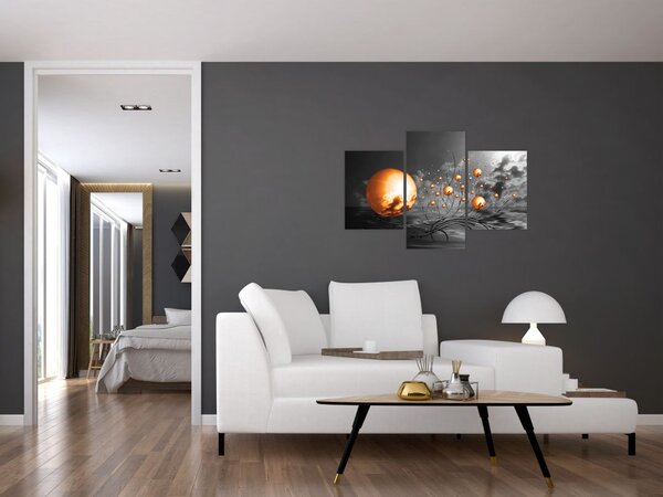 Tabloul bilelor portocalii abstarcte (90x60 cm)