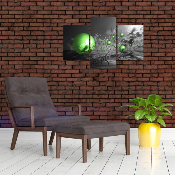 Tabloul bilelor verzi abstracte (90x60 cm)