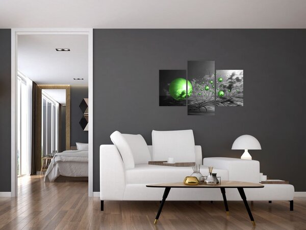 Tabloul bilelor verzi abstracte (90x60 cm)
