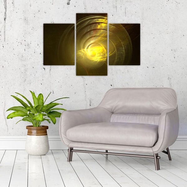 Tabloul cu spirala abstractă în galben (90x60 cm)