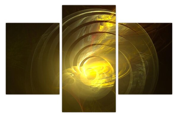 Tabloul cu spirala abstractă în galben (90x60 cm)