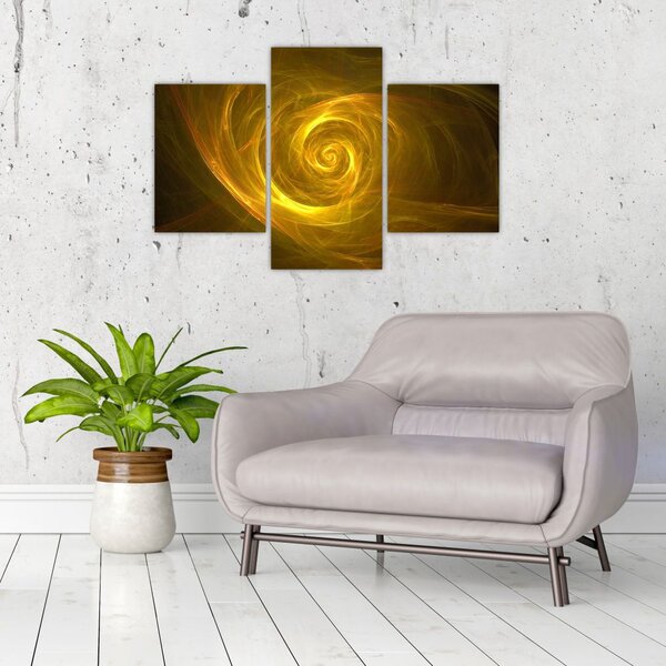 Tabloul cu spirala abstractă în galben (90x60 cm)