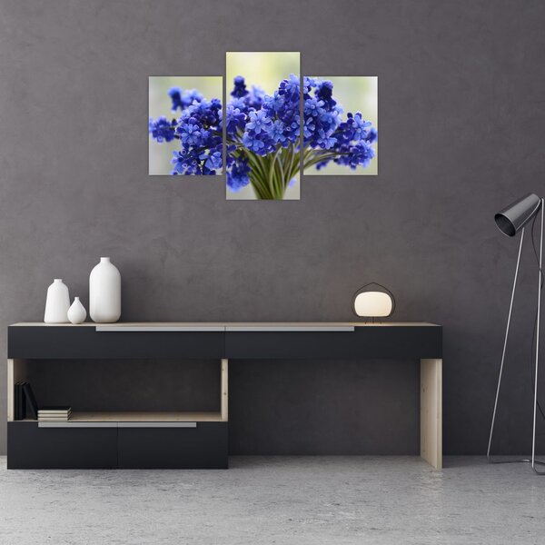 Tablou buchet cu flori albastre (90x60 cm)