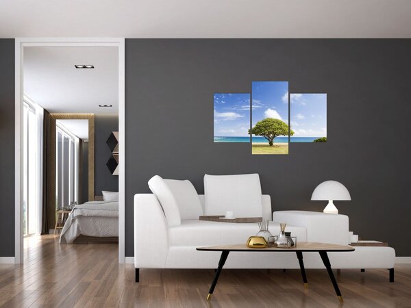 Tablou plaja cu copac (90x60 cm)