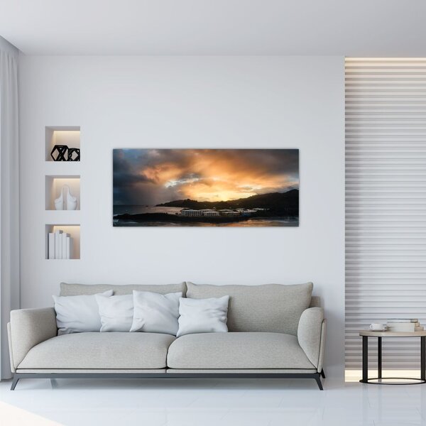 Tablou - plaja cu cerul întunecat (120x50 cm)