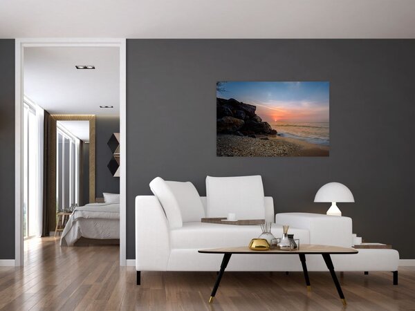 Tablou apusului de soare pe plajă (90x60 cm)