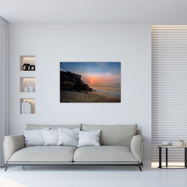 Tablou apusului de soare pe plajă (90x60 cm)