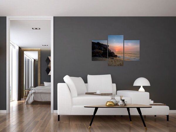 Tablou apusului de soare pe plajă (90x60 cm)