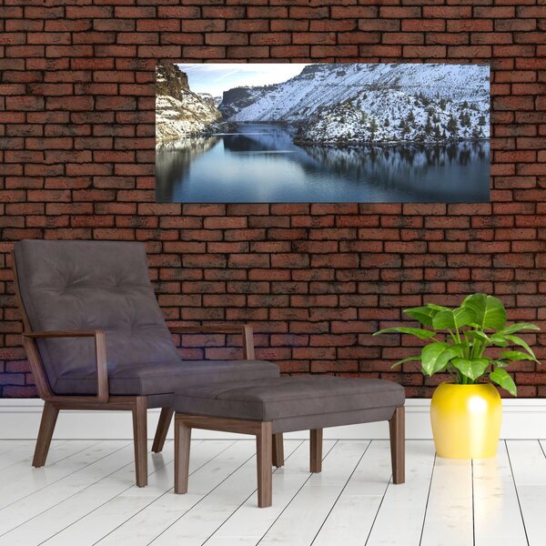 Tablou - peisaj de iarnă cu lac (120x50 cm)