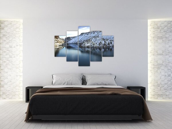 Tablou - peisaj de iarnă cu lac (150x105 cm)