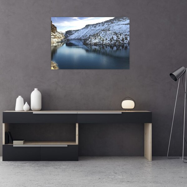Tablou - peisaj de iarnă cu lac (90x60 cm)
