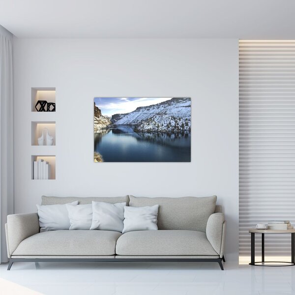 Tablou - peisaj de iarnă cu lac (90x60 cm)