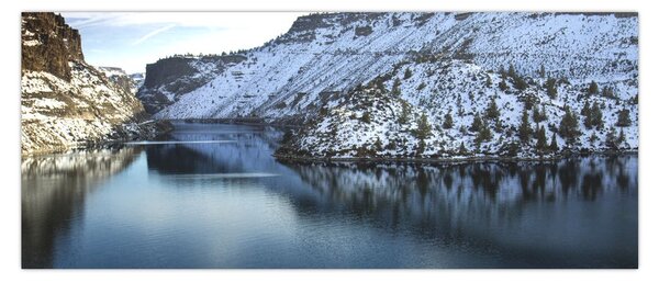 Tablou - peisaj de iarnă cu lac (120x50 cm)