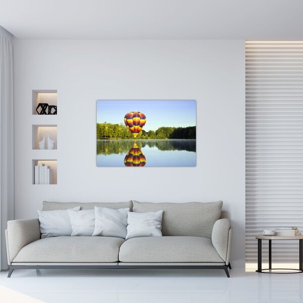 Tablou cu balon cu aer cald pe un lac (90x60 cm)