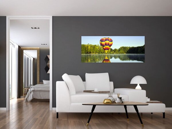 Tablou cu balon cu aer cald pe un lac (120x50 cm)