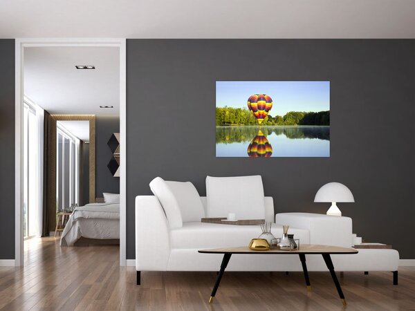 Tablou cu balon cu aer cald pe un lac (90x60 cm)
