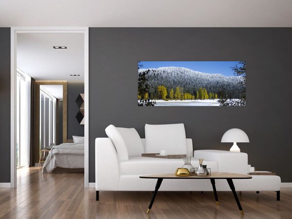 Tablou - munții înzăpeziți iarna (120x50 cm)
