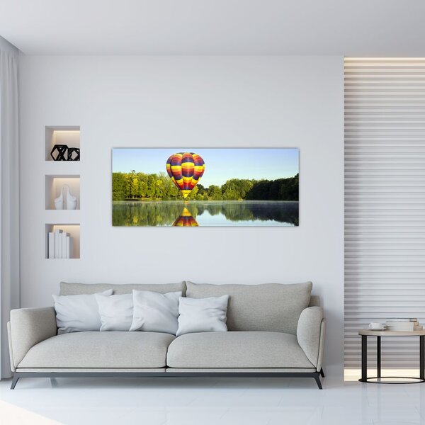 Tablou cu balon cu aer cald pe un lac (120x50 cm)