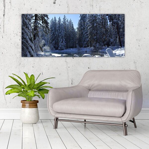 Tablou pădurii înzăpezite (120x50 cm)