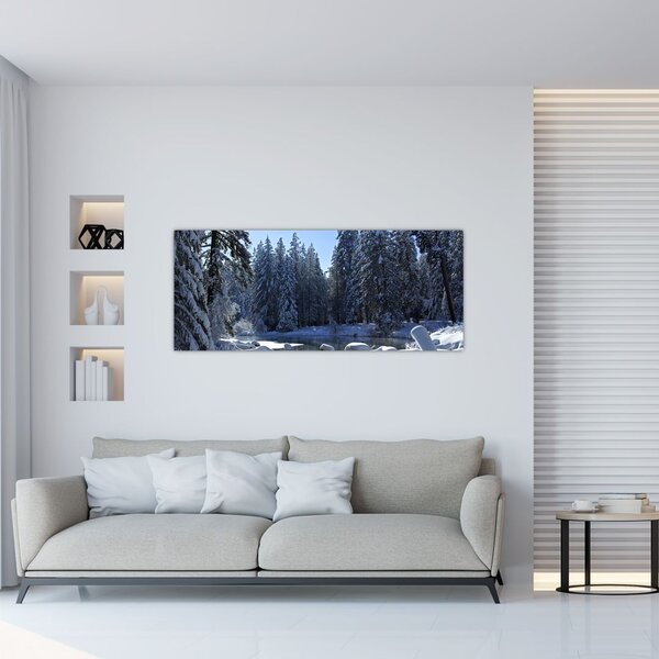 Tablou pădurii înzăpezite (120x50 cm)
