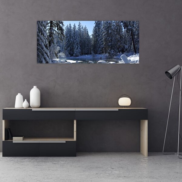 Tablou pădurii înzăpezite (120x50 cm)