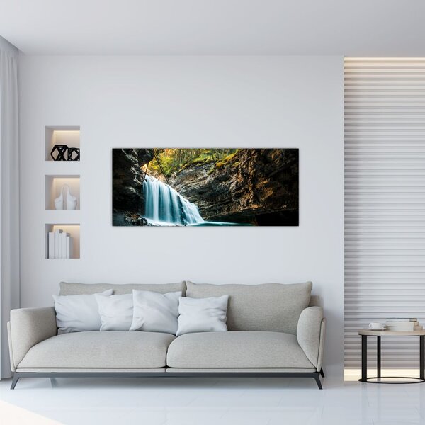 Tablou cu cascada de pădure (120x50 cm)