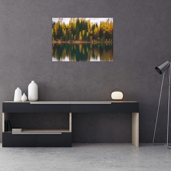 Tablou cu lac de pădure (70x50 cm)
