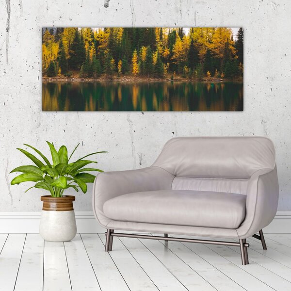 Tablou cu lac de pădure (120x50 cm)