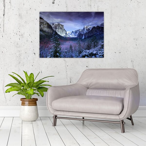 Tablou cu peisaj montan iarna (70x50 cm)