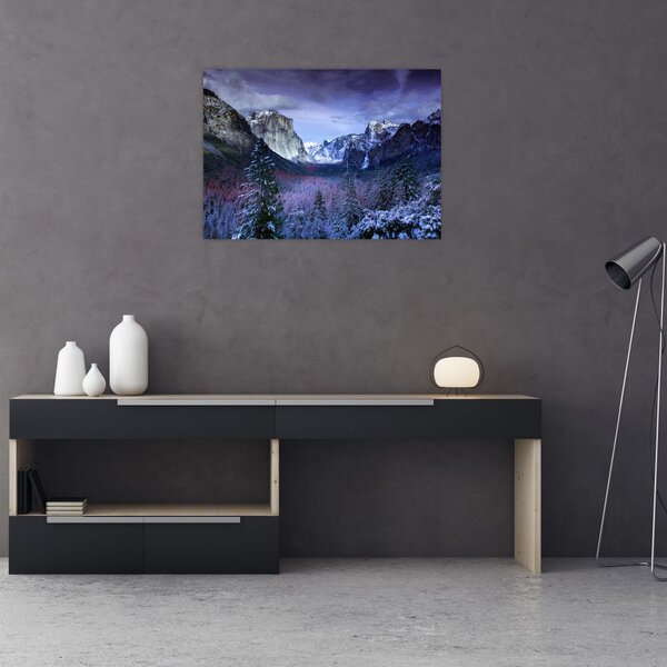 Tablou cu peisaj montan iarna (70x50 cm)